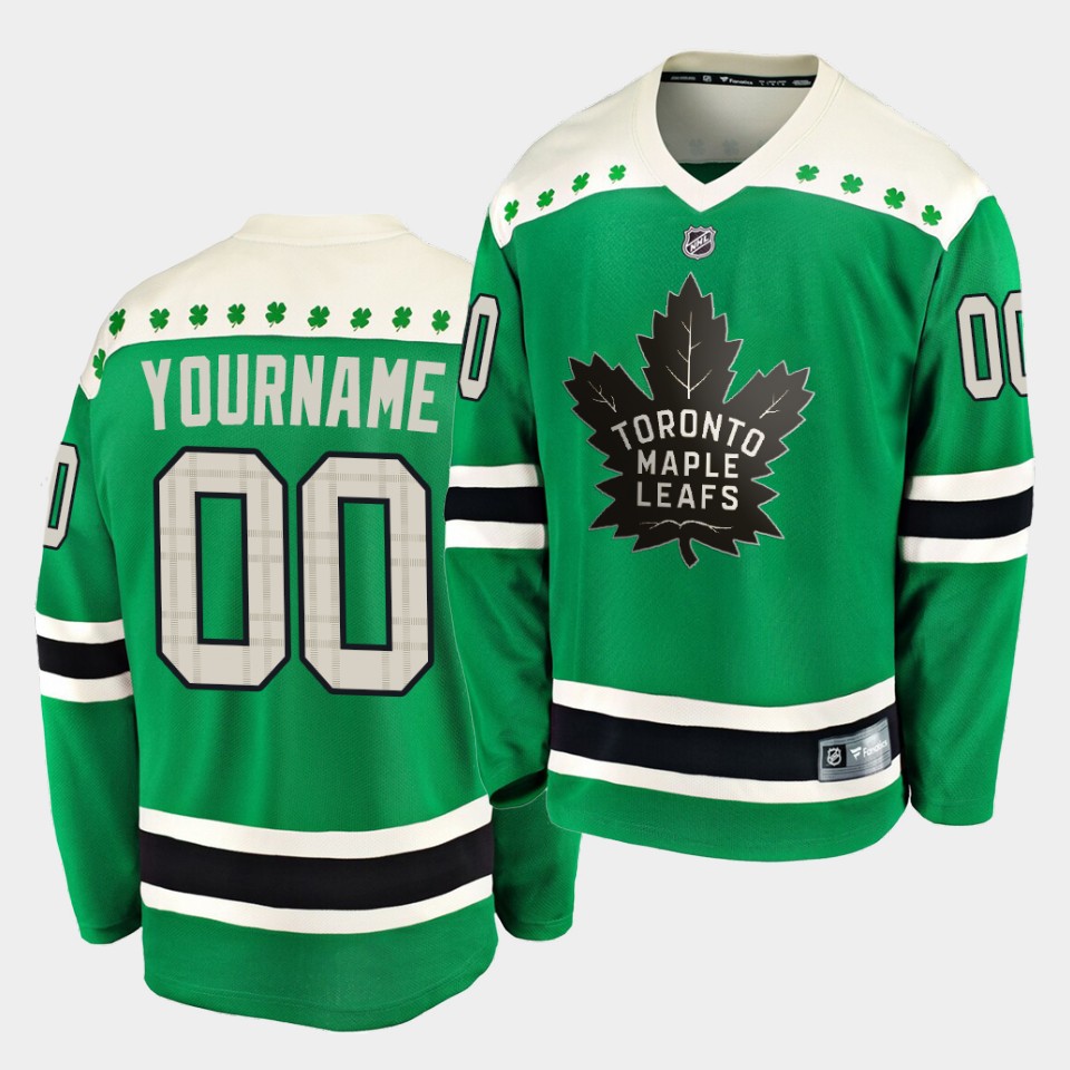 Men's Toronto Maple Leafs Custom  2020 St. Patrick's Day Men's Green Replica Player Jersey