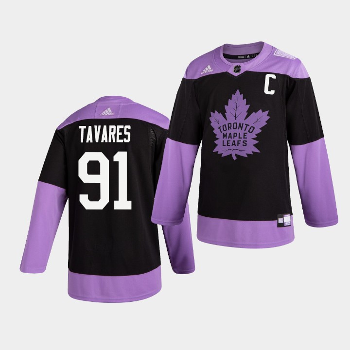 Men's John Tavares Maple Leafs #91 Practice Hockey Fights Cancer Jersey