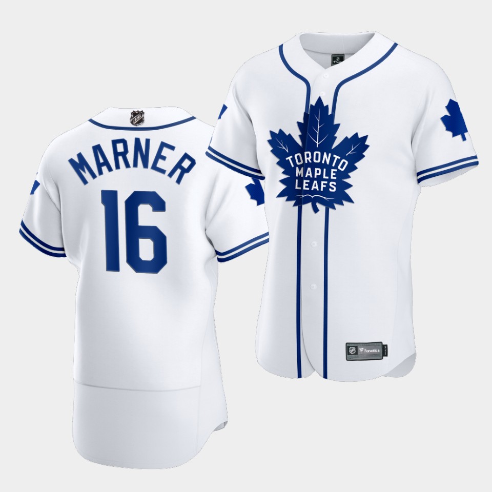 Men's Mitchell Marner Toronto Maple Leafs 2020 NHL X MLB Crossover Edition White Baseball Jersey