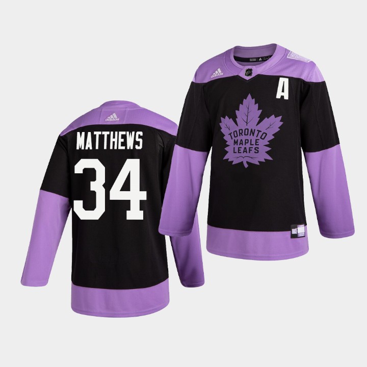 Men's Auston Matthews Maple Leafs #34 Practice Hockey Fights Cancer Jersey