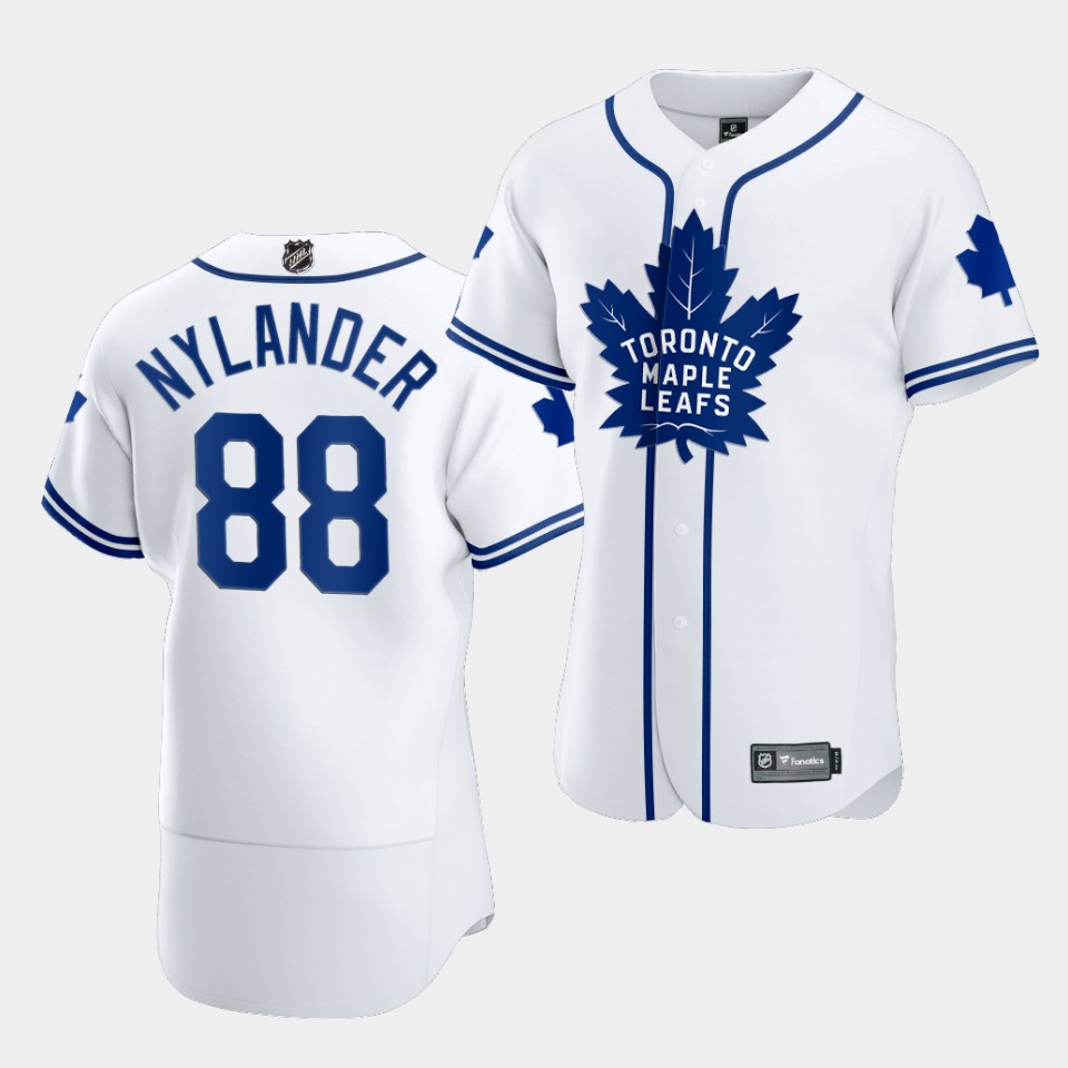 Men's William Nylander Toronto Maple Leafs 2020 NHL X MLB Crossover Edition White Baseball Jersey