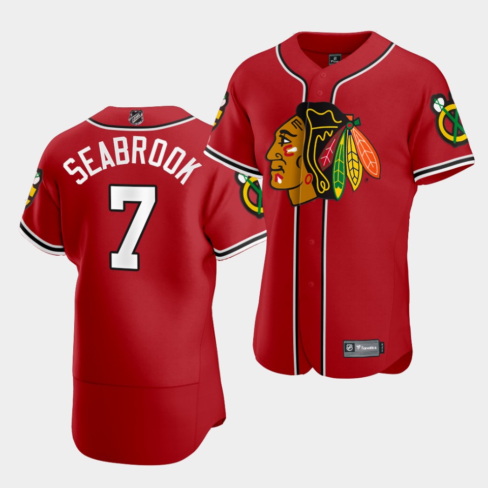 Brent Seabrook Chicago Blackhawks 2020 NHL X MLB Crossover Edition Red Baseball Jersey