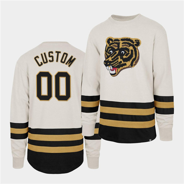 Men's Custom Boston Bruins Center Ice Crew White Retro Cotton Jersey
