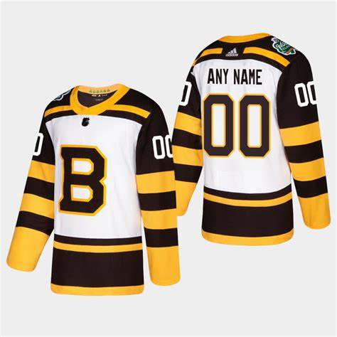 Men's Custom Boston Bruins adidas White 2019 Winter Classic Jersey