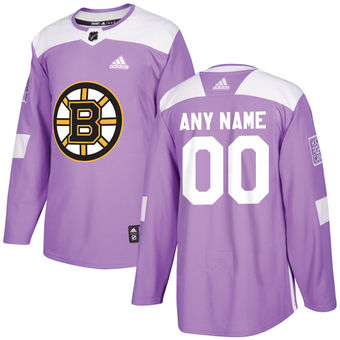 Men's Boston Bruins adidas Purple Hockey Fights Cancer Custom Practice Jersey