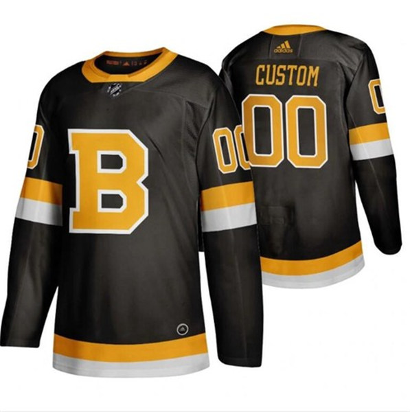 Mens Boston Bruins Black 2019-20 Third Custom Jersey