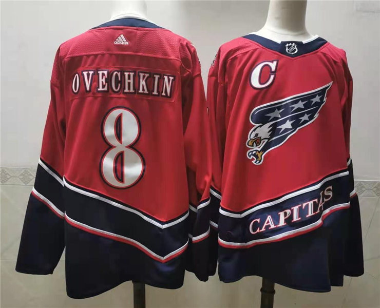 Men's Washington Capitals #8 Alexander Ovechkin 2021 Red Adidas NHL REVERSE RETRO JERSEYS