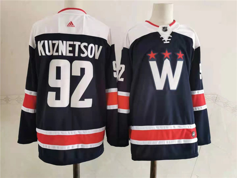 Men's Washington Capitals #92 Evgeny Kuznetsov Navy Third Adidas NHL Jersey