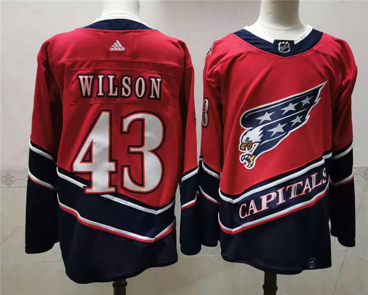 Men's Washington Capitals #43 Tom Wilson 2021 Red Adidas NHL REVERSE RETRO JERSEYS
