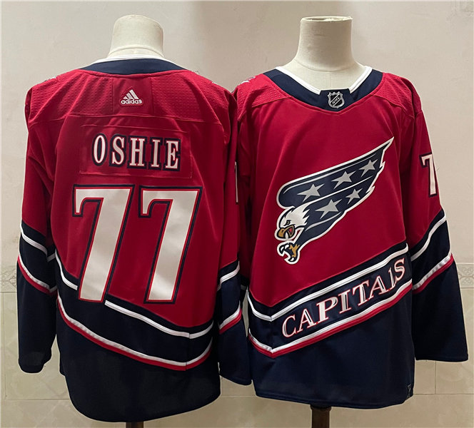 Men's Washington Capitals #77 T. J. Oshie 2021 Red Adidas NHL REVERSE RETRO JERSEYS