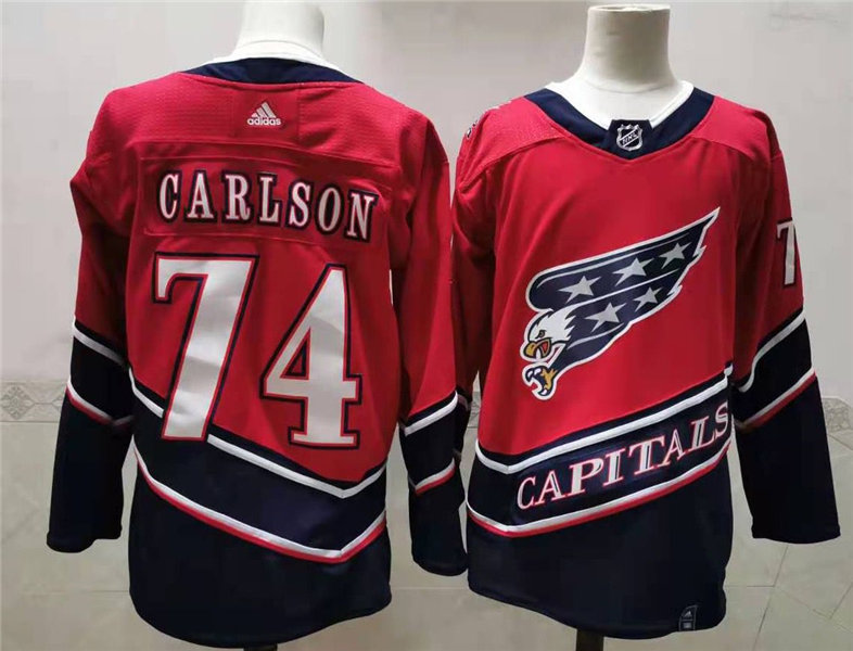 Men's Washington Capitals #74 John Carlson 2021 Red Adidas NHL REVERSE RETRO JERSEYS