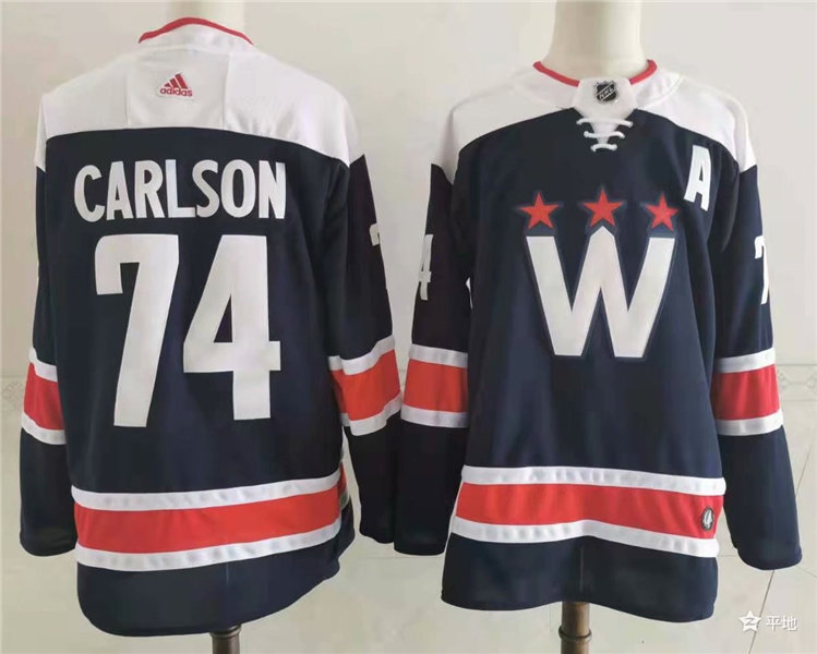Men's Washington Capitals #74 John Carlson Navy Third Adidas NHL Jersey