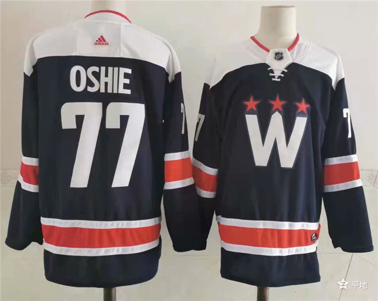 Men's Washington Capitals #77 T. J. Oshie Navy Third Adidas NHL Jersey