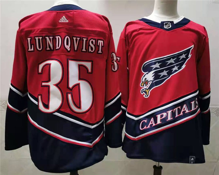 Men's Washington Capitals #35 Henrik Lundqvist 2021 Red Adidas NHL REVERSE RETRO JERSEYS
