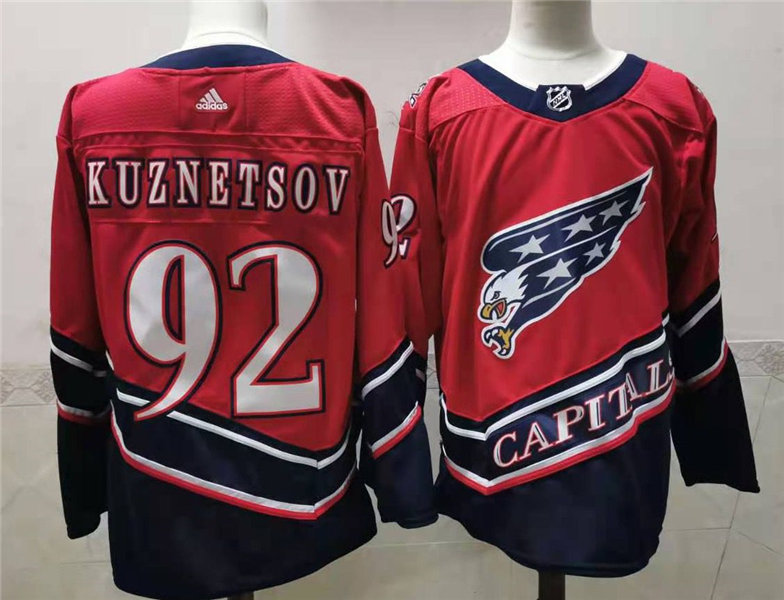 Men's Washington Capitals #92 Evgeny Kuznetsov  2021 Red Adidas NHL REVERSE RETRO JERSEYS