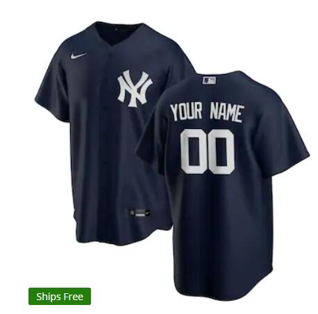 Men's New York Yankees Custom Nike Navy Alternate Cool Base Baseball Jersey