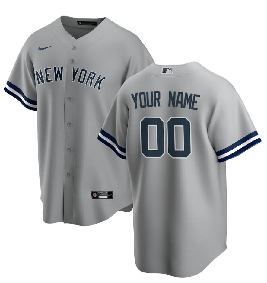 Men's New York Yankees Custom Nike Gray Road Cool Base Baseball Jersey