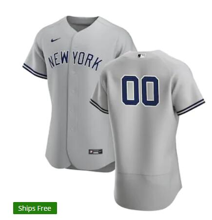 Men's New York Yankees Custom Nike Gray Flex Base Baseball Jersey
