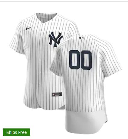 Men's New York Yankees Custom Nike White Home Flex Base Baseball Jersey