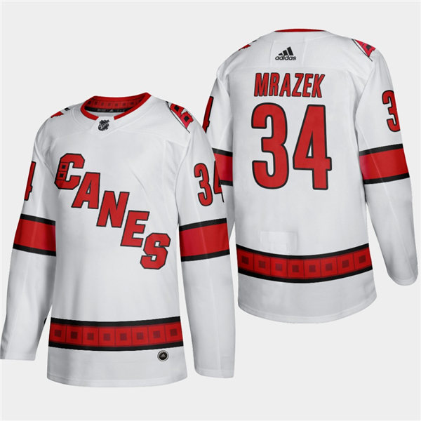 Men's Carolina Hurricanes #34 Petr Mrazek Adidas White Away Retro Jersey