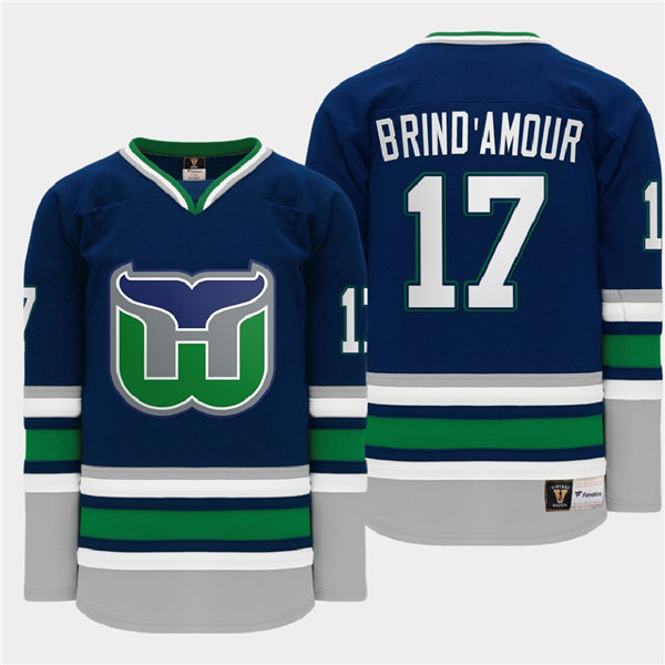 Men's Hartford Whalers Retired Player #17 Rod Brind'Amour Heritage Throwback Night Navy Fanatics Jersey