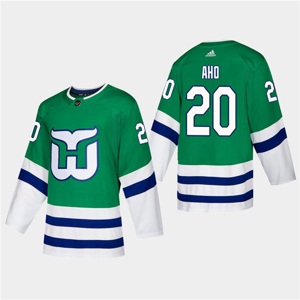 Men's Hartford Whalers #20 Sebastian Aho 2019-20 Heritage Authentic Green Player Jersey