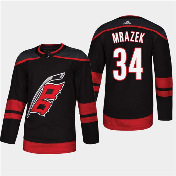 Men's Carolina Hurricanes #34 Petr Mrazek Adidas Black Alternate Jersey