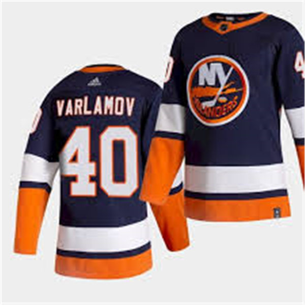 Men's New York Islanders #40 Semyon Varlamov Navy Adidas 2021 NHL REVERSE RETRO JERSEYS