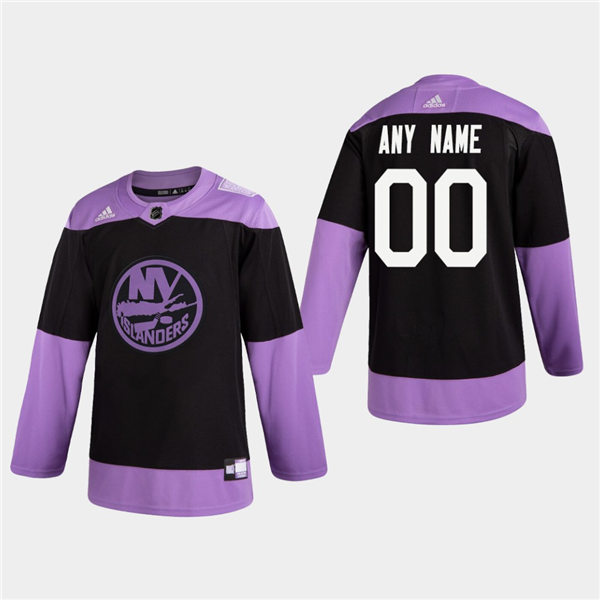 Men's New York Islanders Custom adidas Hockey Fights Cancer Practice Black Jersey