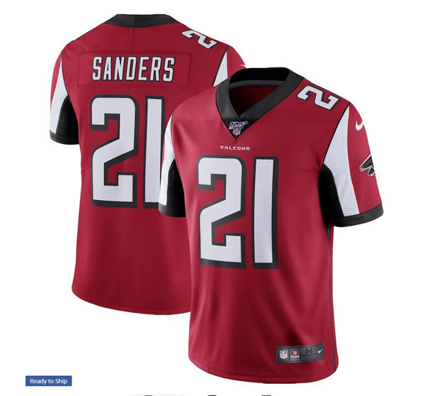 Men's Atlanta Falcons Retired Player #21 Deion Sanders Nike Red NFL 100 Retired Vapor Limited Jersey