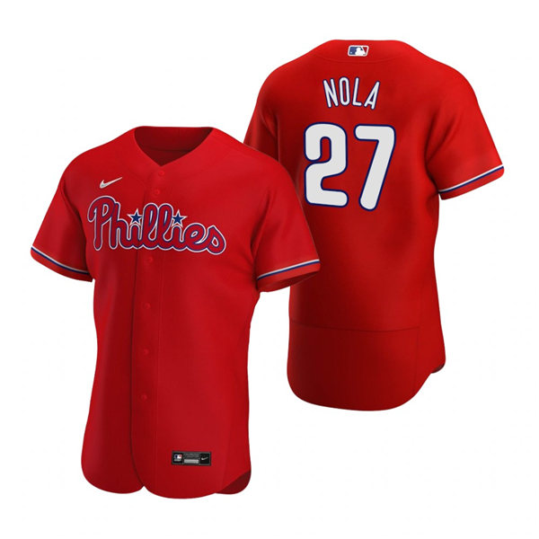 Men's Philadelphia Phillies #27 Aaron Nola Nike Red Alternate Flex base Baseball Jersey