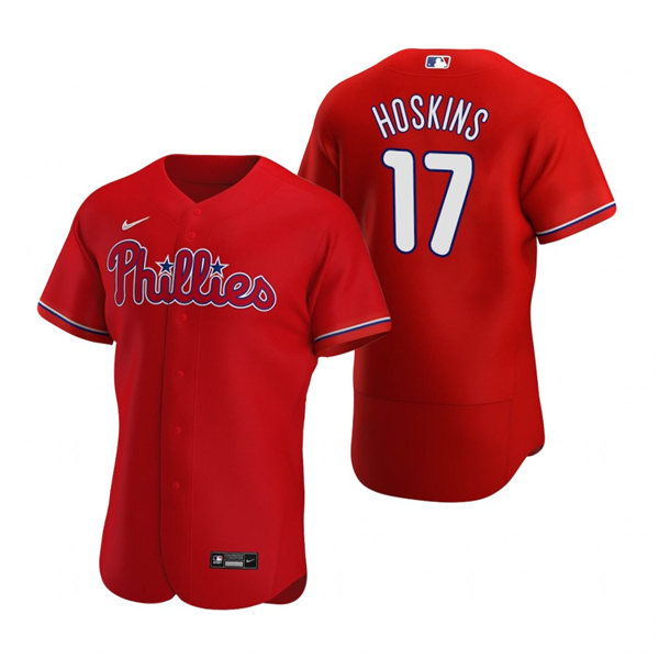 Men's Philadelphia Phillies #17 Rhys Hoskins Nike Red Alternate Flex base Baseball Jersey