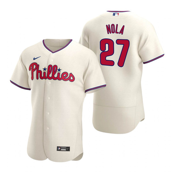 Men's Philadelphia Phillies #27 Aaron Nola Nike Cream Alternate Flex base Baseball Jersey