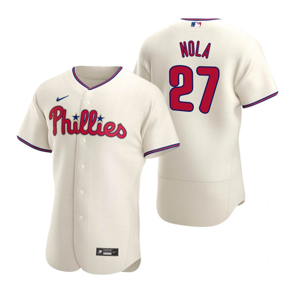 Men's Philadelphia Phillies #27 Aaron Nola Nike Cream Alternate Flex base Baseball Jersey