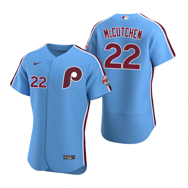 Men's Philadelphia Phillies #22 Andrew McCutchen Nike Light Blue Authentic Alternate Baseball Jersey