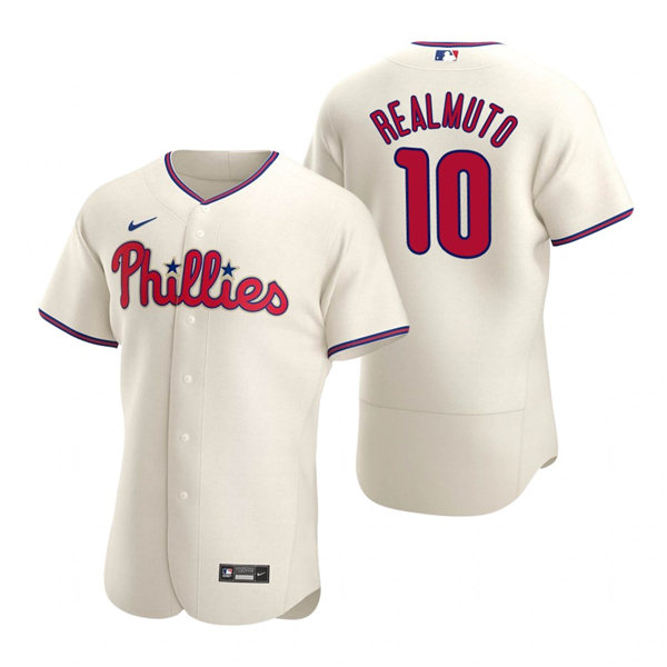 Men's Philadelphia Phillies #10  J. T. Realmuto Nike Cream Alternate Flex base Baseball Jersey
