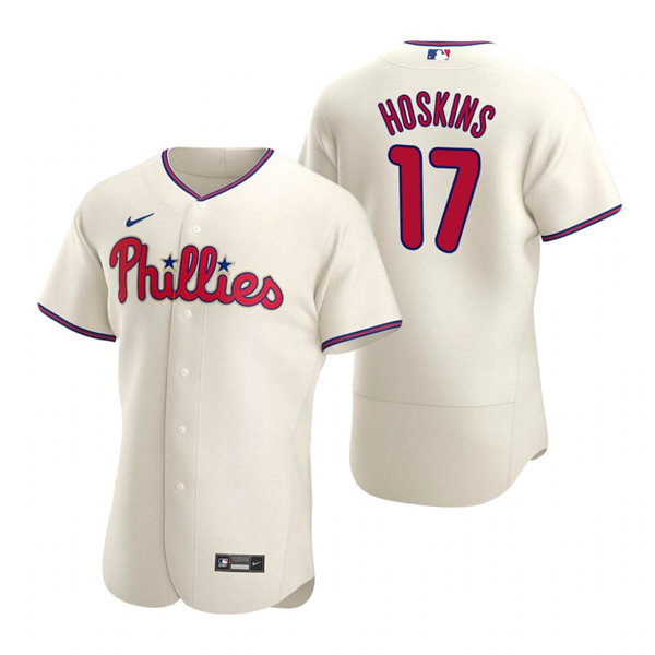 Men's Philadelphia Phillies #17 Rhys Hoskins Nike Cream Alternate Flex base Baseball Jersey