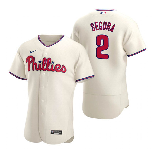 Men's Philadelphia Phillies #2 Jean Segura Nike Cream Alternate Flex base Baseball Jersey