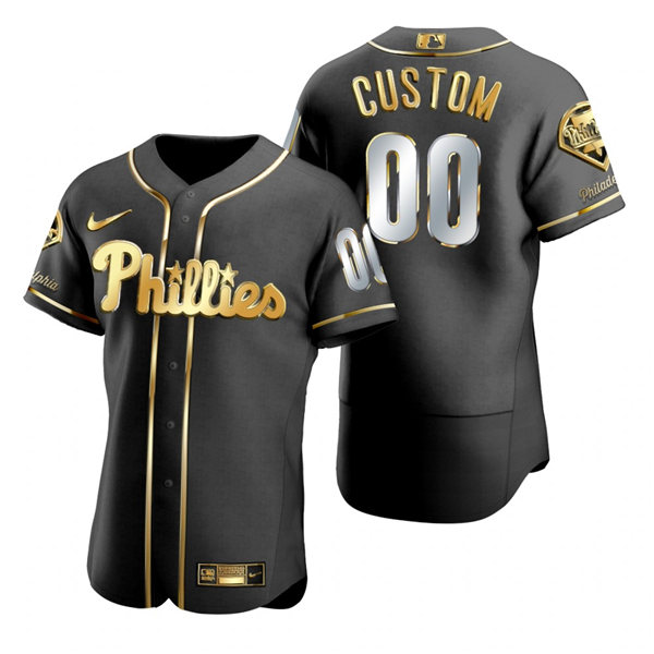 Philadelphia Phillies Custom Nike Black Golden Edition Flex base Baseball Jersey