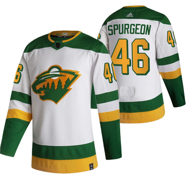 Men's Minnesota Wild #46 Jared Spurgeon 2021 White Adidas NHL REVERSE RETRO JERSEYS