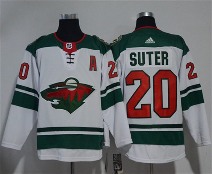 Men's Minnesota Wild #20 Ryan Suter Away White Adidas NHL JERSEYS