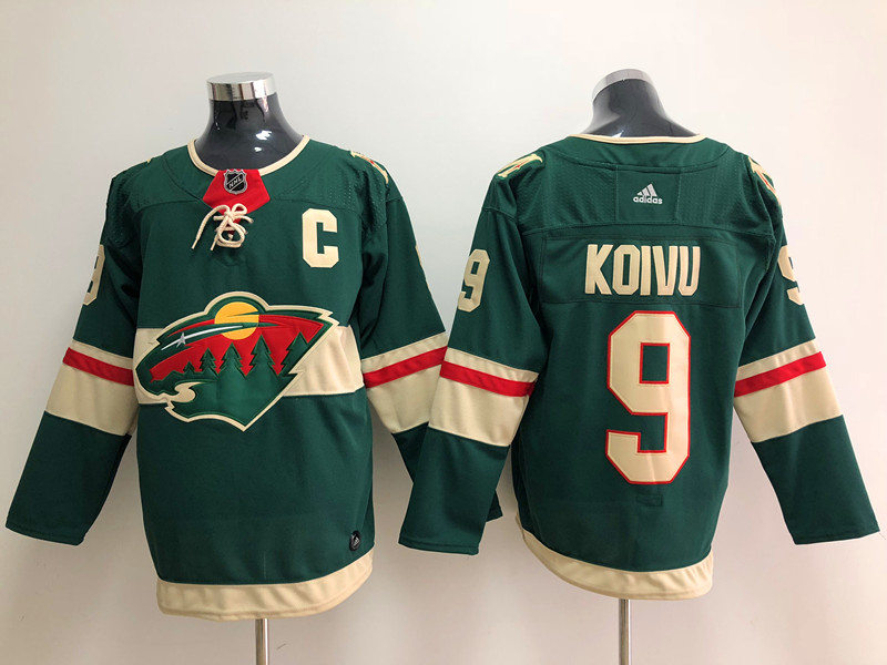 Men's Minnesota Wild #9 Mikko Koivu Home Green Adidas NHL JERSEYS