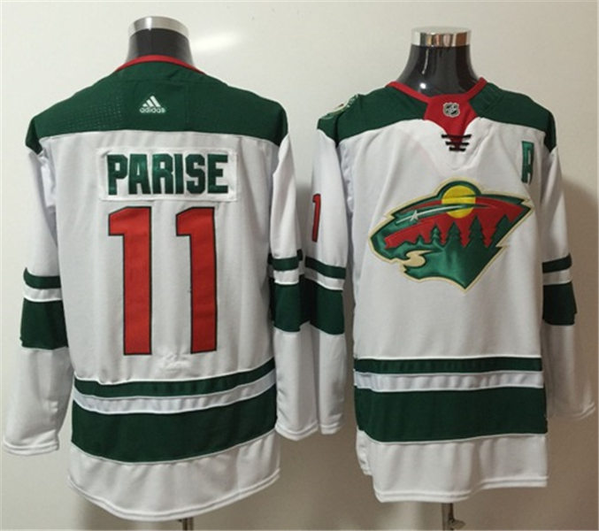 Men's Minnesota Wild #11 Zach Parise Away White Adidas NHL JERSEYS