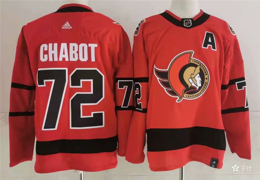 Men's Ottawa Senators #72 Thomas Chabot Stitched adidas Red 2021 Reverse Retro Authentic Jersey