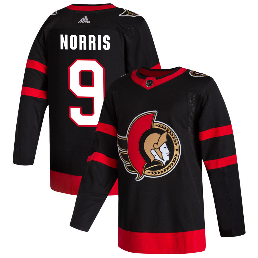Men's Ottawa Senators #9 Josh Norris  adidas Black Home Jersey