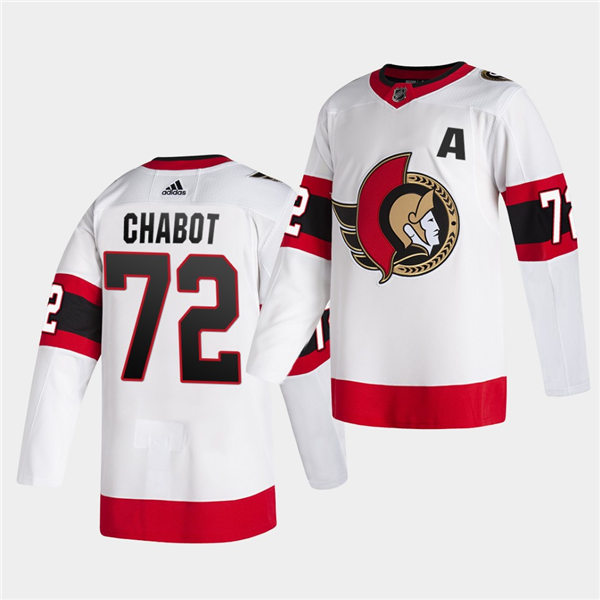 Men's Ottawa Senators #72 Thomas Chabot White Red Away Adidas Jersey