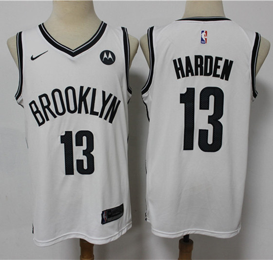 Men's Brooklyn Nets #13 James Harden White Nike NBA Basketball Jersey