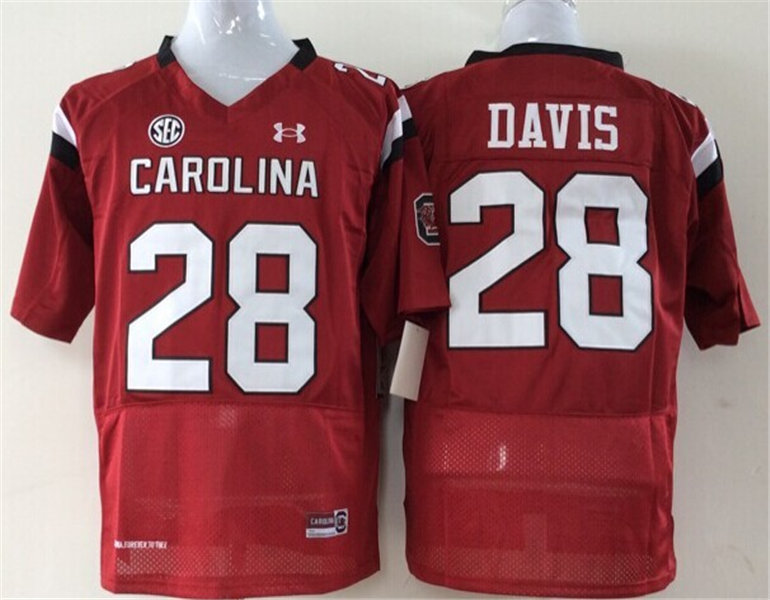 Men's South Carolina Gamecocks #28 mike davis Maroon NCAA Football Under Armour Jersey