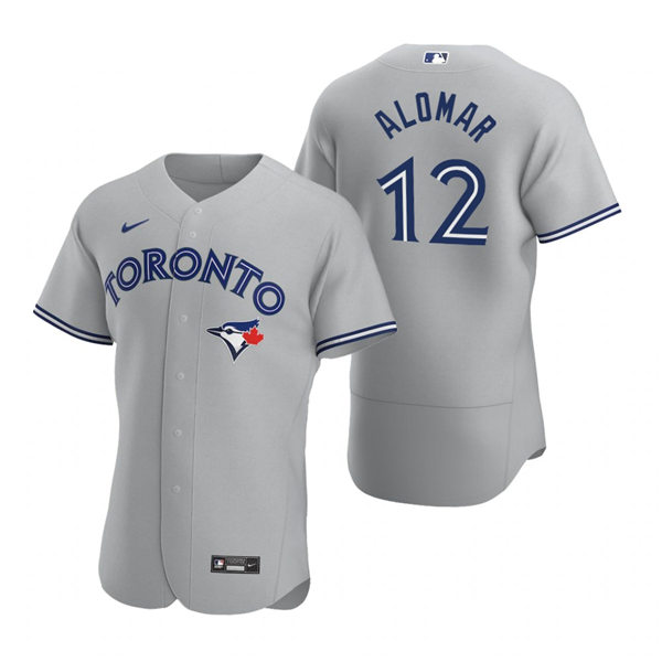 Men's Toronto Blue Jays Retired Player #12 Roberto Alomar Nike Gray Road Flex Base Jersey