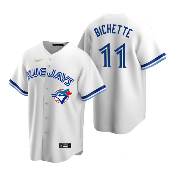 Men's Toronto Blue Jays #11 Bo Bichette Nike White Cooperstown Collection Jersey